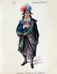Representation of Dumas, master of the household in Andrea Chenier opera